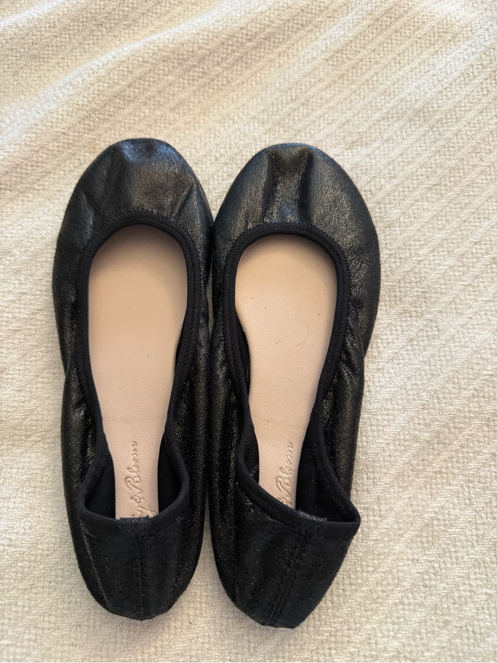 ruby & bloom Black Leatherette Ballet Flats